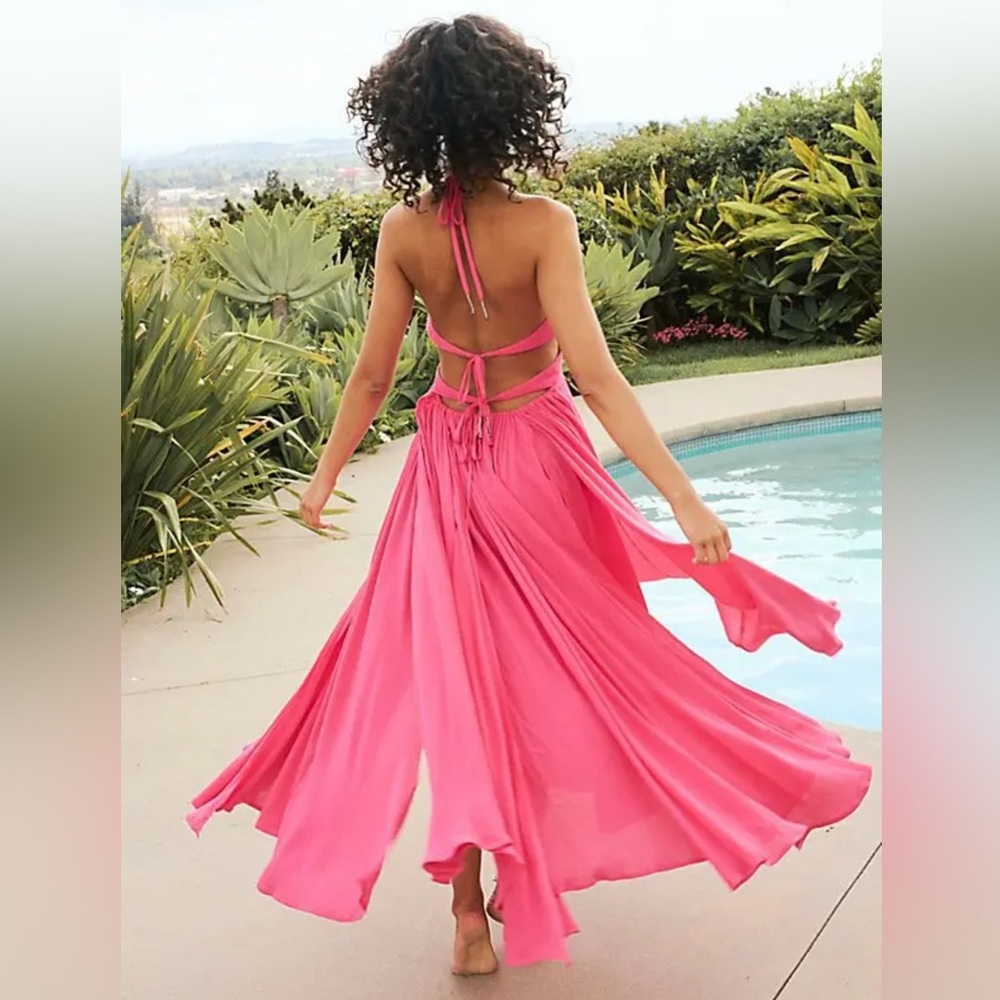 FREE PEOPLE LILLE MAXI DRESS IN HOT PINK. NWT Size S
